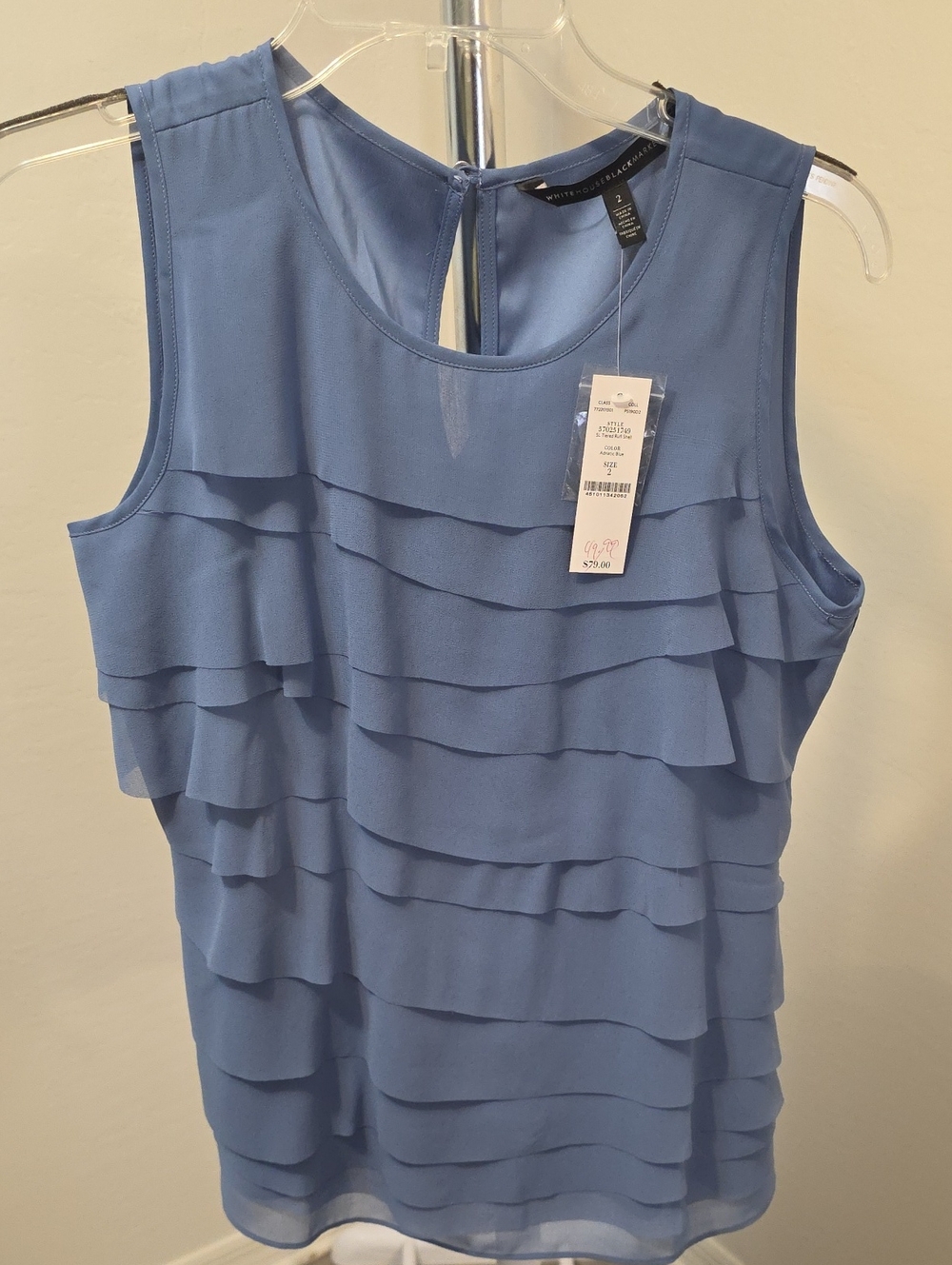 White House Black Market Layered Ruffle Sleeveless Camisole - Dusty Blue